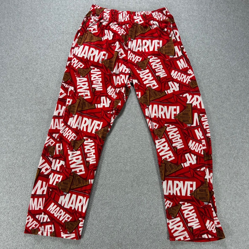 Marvel Pajama Pants Sleepwear Mens Medium Red Loungewear Comic Book